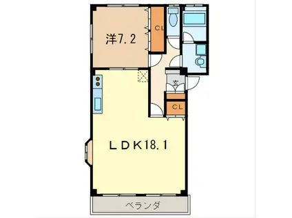 LA FAMILLE SAKAE(1LDK/1階)の間取り写真