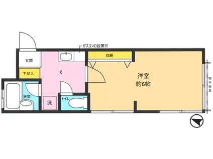 カーサ洗足(1K/2階)の間取り写真
