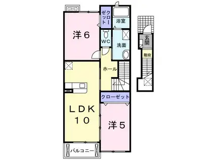 ロアジーナ(2LDK/2階)の間取り写真