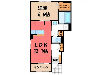 エスポワール B(1LDK/1階)の間取り写真