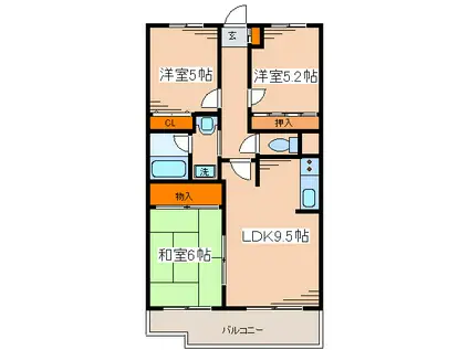 サンスーシー(3LDK/1階)の間取り写真