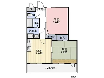 メゾンヴェルネージュ(2LDK/3階)の間取り写真