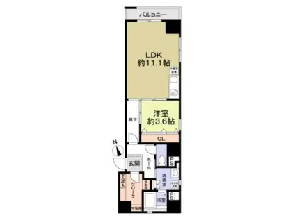 レジス飛鳥山公園(1LDK/2階)の間取り写真