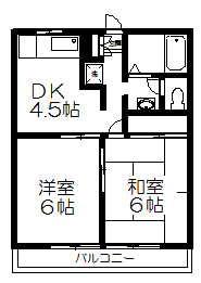 ヴィラクレストA(2DK/2階)の間取り写真