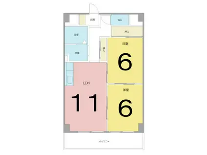 シーズンコート金山(2LDK/6階)の間取り写真