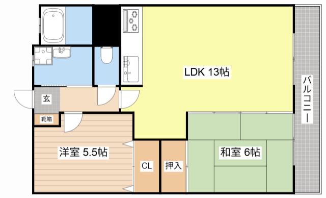 南川ハイツ(2LDK/2階)の間取り写真