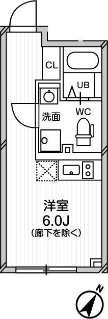 EXAM中目黒II(ワンルーム/1階)の間取り写真