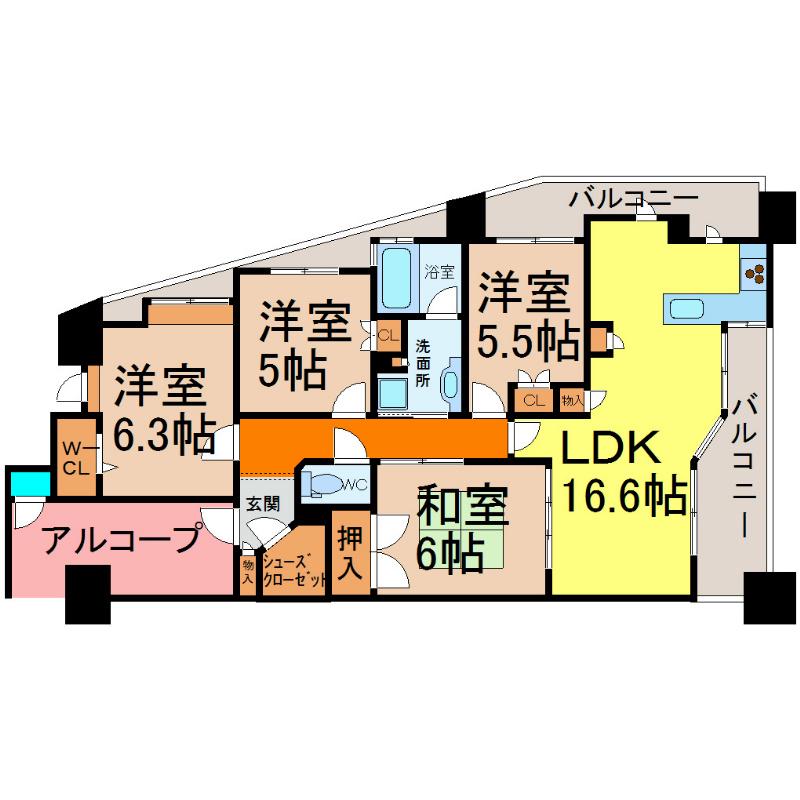 グランカーサ上前津(4LDK/14階)の間取り写真