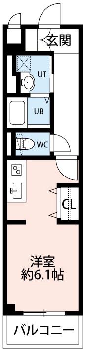 LIFT VISION 柱 OKAZAKI(ワンルーム/4階)の間取り写真