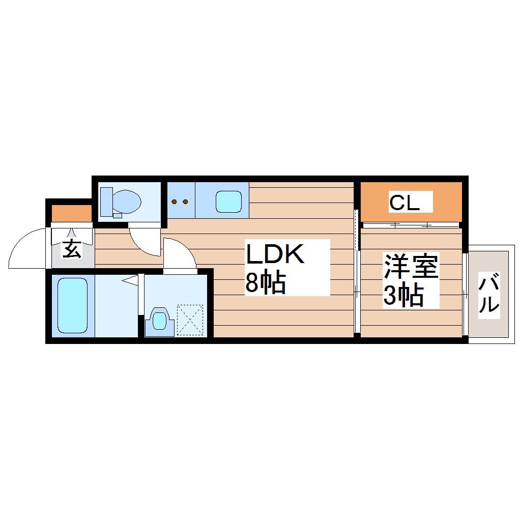 センテンス長町(1LDK/1階)の間取り写真