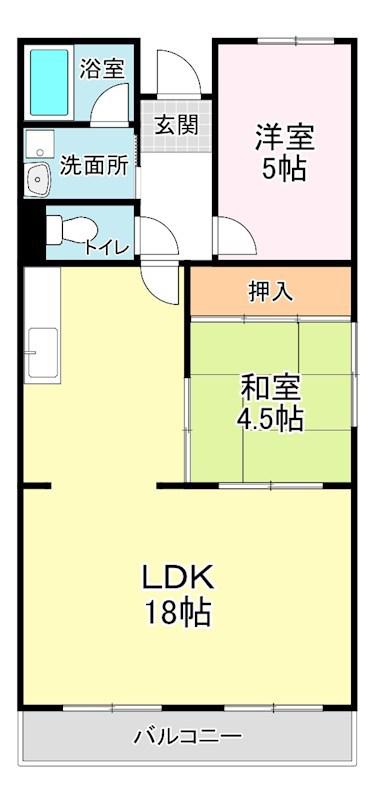 ヴェルドミール(2LDK/2階)の間取り写真