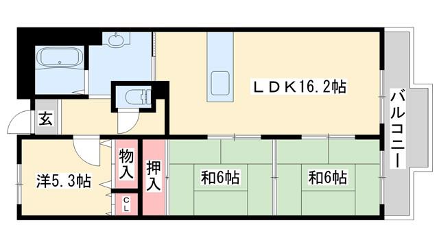 万葉ハイツ(3LDK/11階)の間取り写真