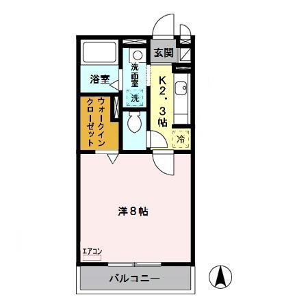 エターナルB(1K/2階)の間取り写真