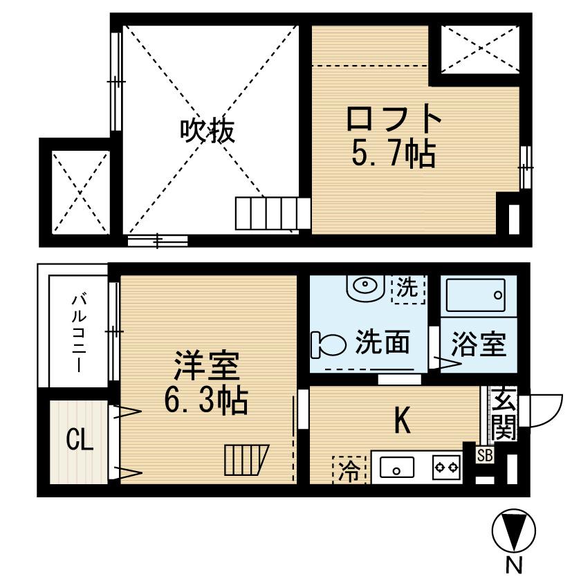 KOHIMARI志賀本通(1K/1階)の間取り写真