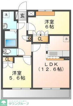 グランベル・ハウスI(2LDK/1階)の間取り写真