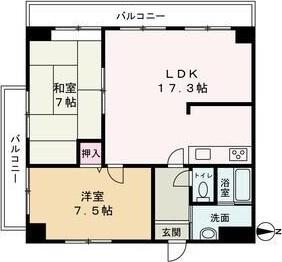 ハッピーライフ・フジ(3LDK/2階)の間取り写真