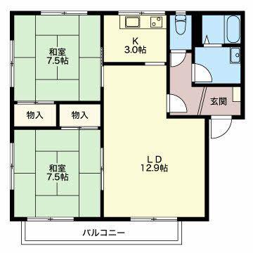 フレグランスひまわり(2LDK/1階)の間取り写真