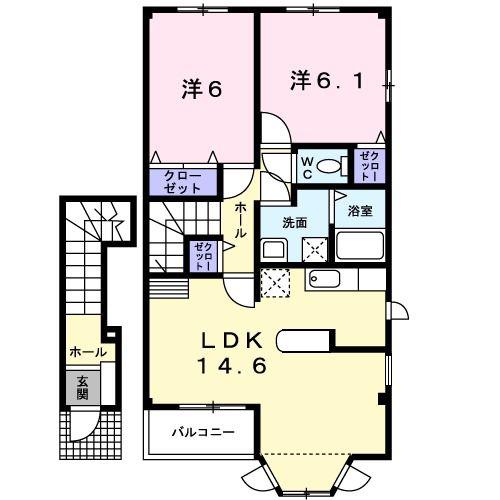 サンズパークII(2LDK/2階)の間取り写真