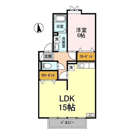 イーハトーヴII(1LDK/1階)の間取り写真