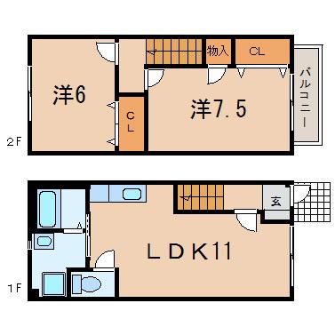 ブランシェボヌール(2LDK/1階)の間取り写真