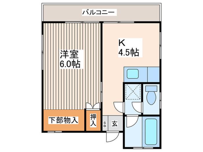 サンハイツ増田(1K/2階)の間取り写真
