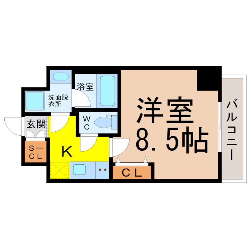 レジデンシア泉I(1K/4階)の間取り写真