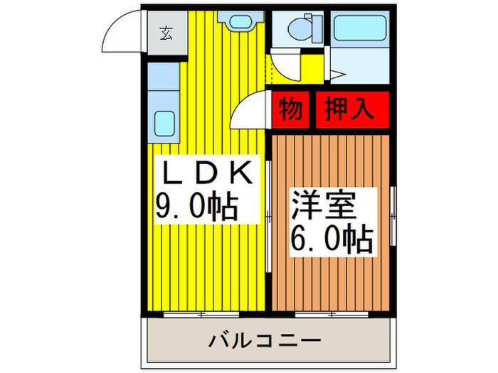 ハイツSD(1LDK/2階)の間取り写真