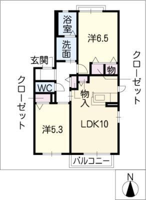 マノワール(2LDK/1階)の間取り写真