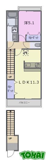 OCEAN 松阪(1LDK/2階)の間取り写真