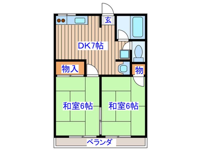 メモリーハイツ(2DK/2階)の間取り写真