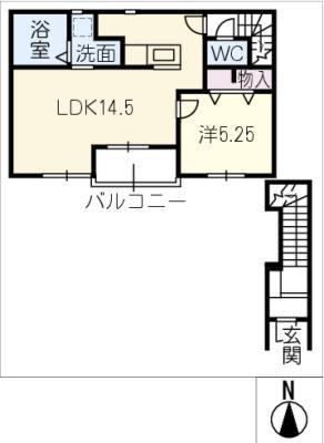 リーブルファイン東水代(1LDK/2階)の間取り写真