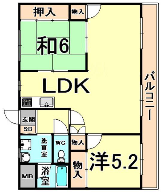 ドム-ル林(2LDK/2階)の間取り写真