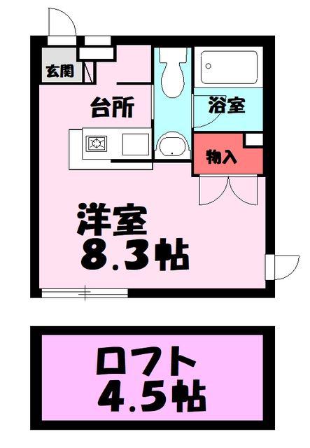 イーコモン(ワンルーム/2階)の間取り写真