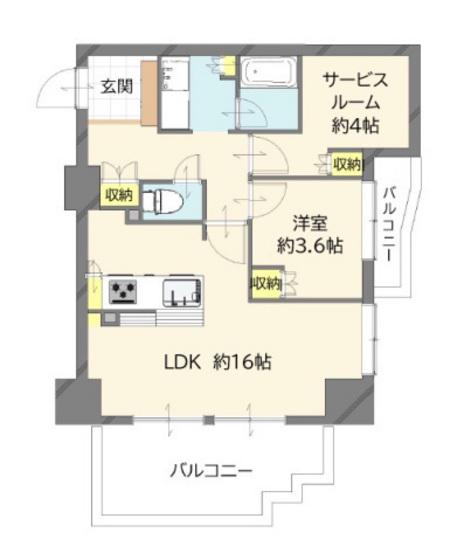 レーベン広島中広通(1SLDK/14階)の間取り写真
