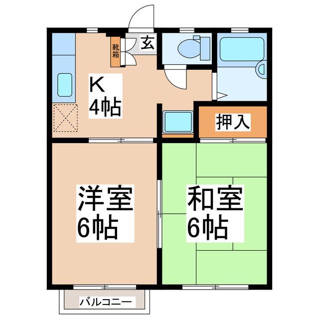 シャトルN・H(2K/1階)の間取り写真
