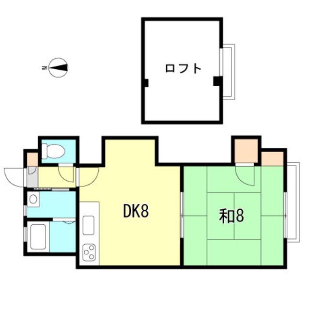 ドミール東芦屋(1DK/2階)の間取り写真