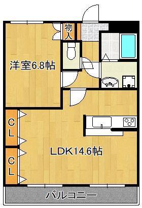 サン・メイプル(1LDK/2階)の間取り写真