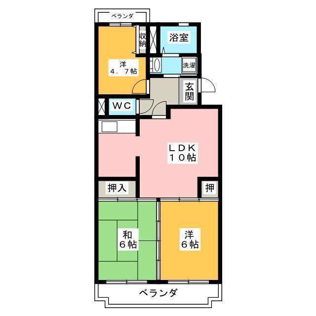 コンフォート・ウンノ(3LDK/1階)の間取り写真