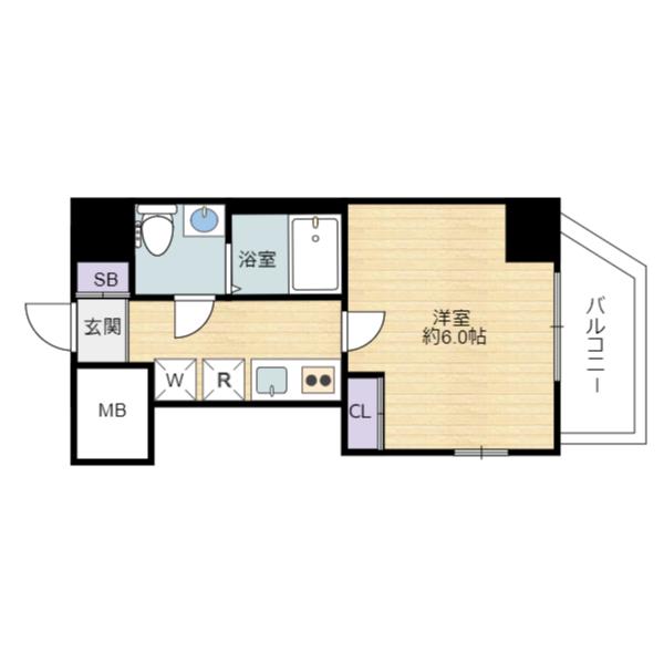 SERENITE本町REFLET(1K/4階)の間取り写真