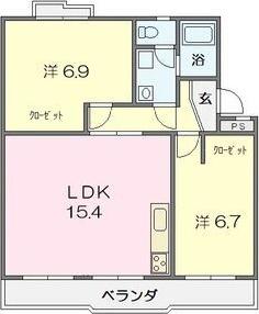 第2三宅ビル(2LDK/1階)の間取り写真