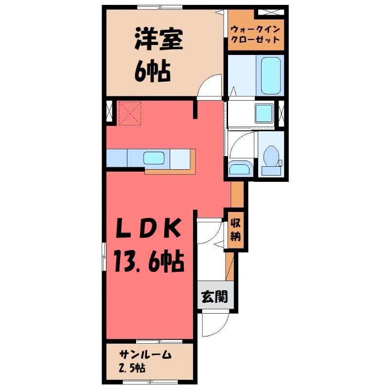 プリートデーア(1LDK/1階)の間取り写真