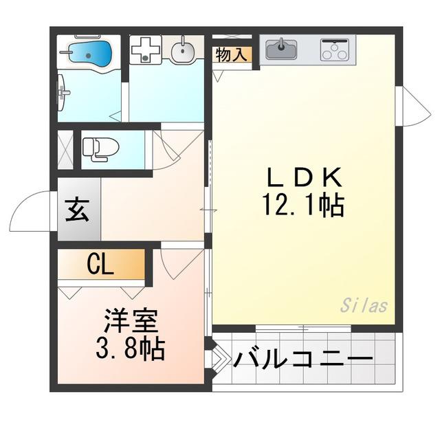 CHLORIS (1LDK/2階)の間取り写真