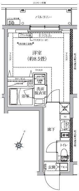 アイルプレミアム東京上石神井(1K/1階)の間取り写真
