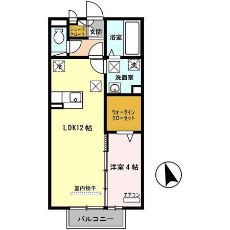 JOY WAVE YAMATO B棟(1LDK/1階)の間取り写真