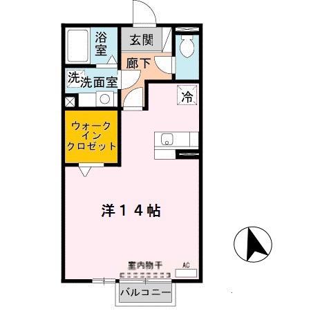 ソレアードI(ワンルーム/2階)の間取り写真