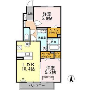 グランデールME(2LDK/1階)の間取り写真