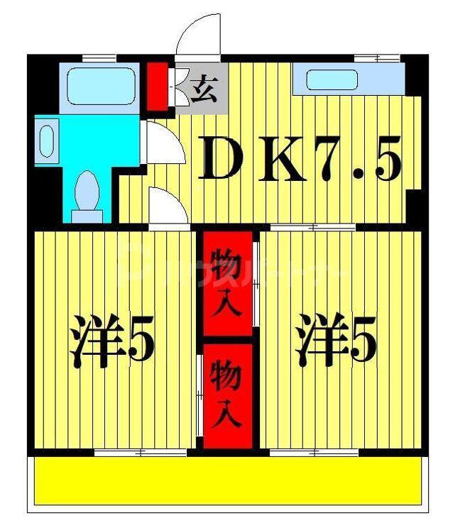 松戸パレス(2K/2階)の間取り写真