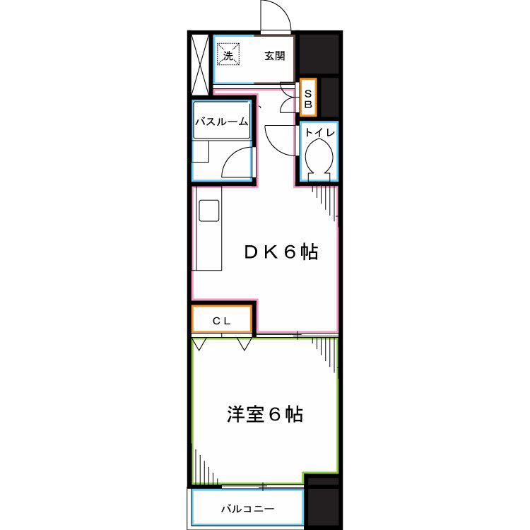 小金井本町ビル(1DK/5階)の間取り写真