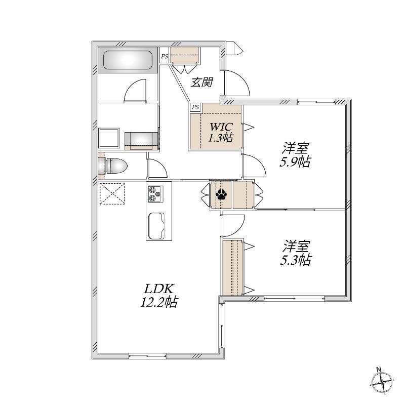 CASA CLAIR(2LDK/1階)の間取り写真