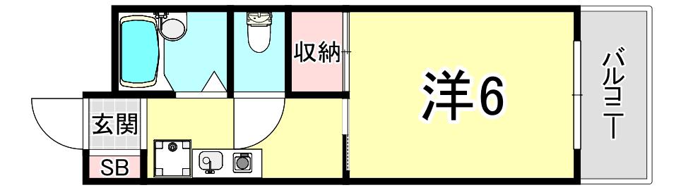 西明石ハイツ(1K/3階)の間取り写真